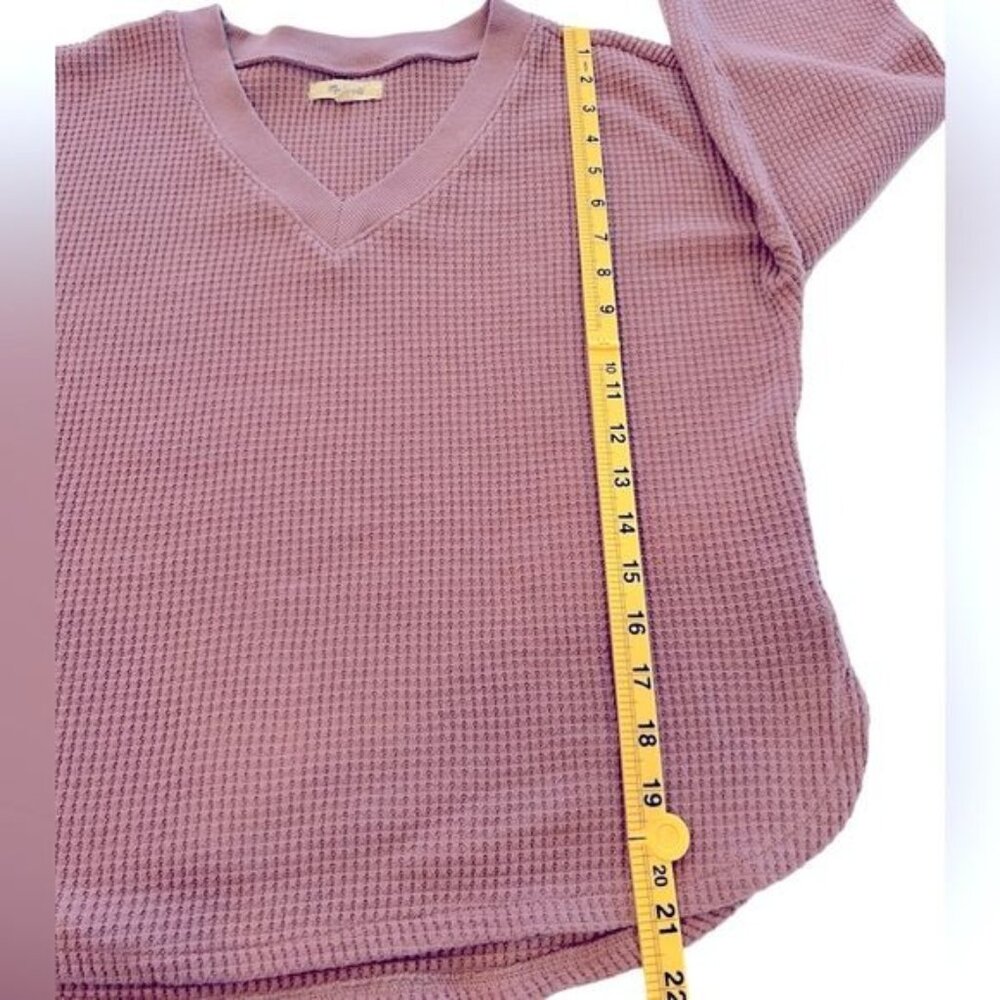 Madewell Waffle Knit V-Neck Long-Sleeve Sweater Size Small Style #NI071 Lavender - Picture 7 of 10